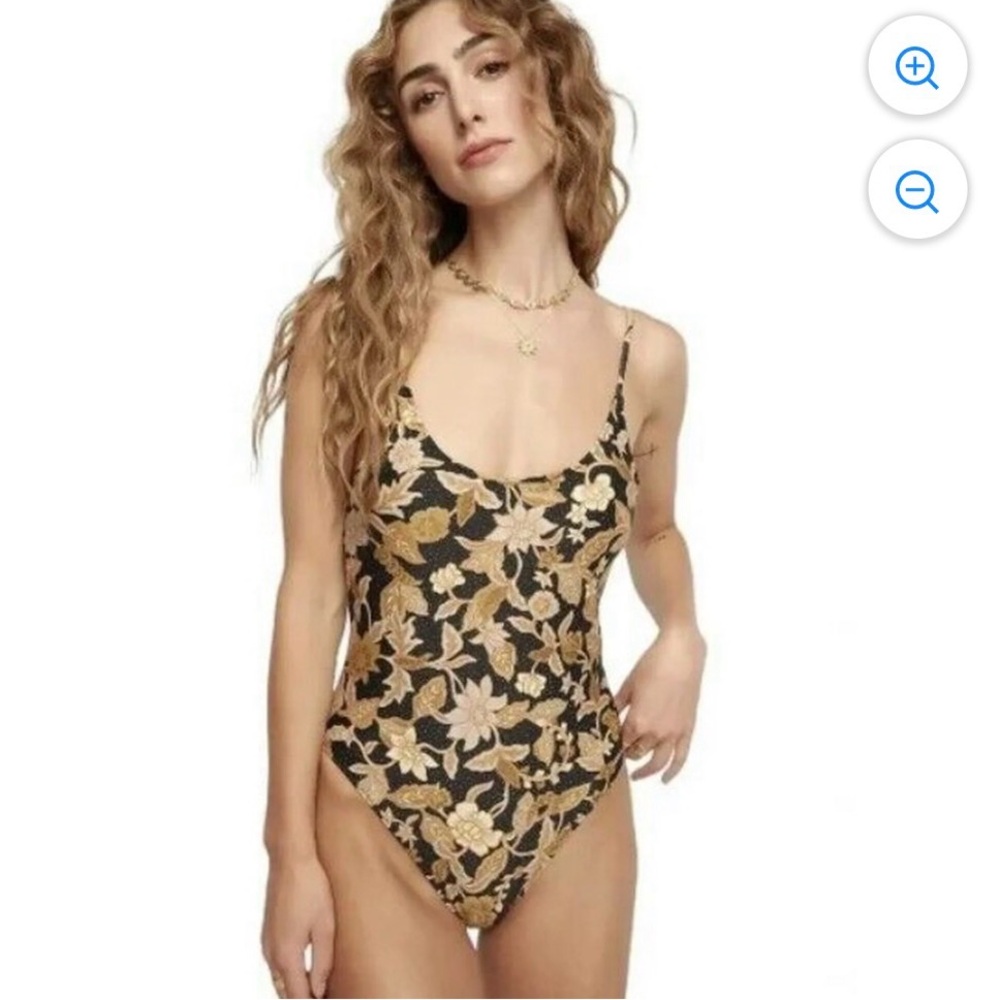 Tigerlily Black and Gold Floral One-Piece Swimsuit